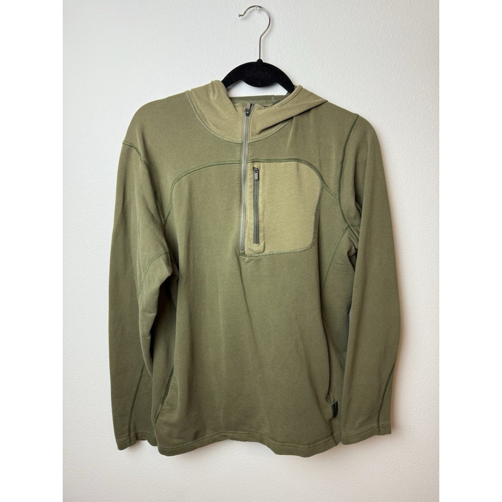 Mountain Hardwear Olive Army Green Fleece Sweater Half Zip Men's Medium Hooded